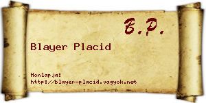 Blayer Placid névjegykártya